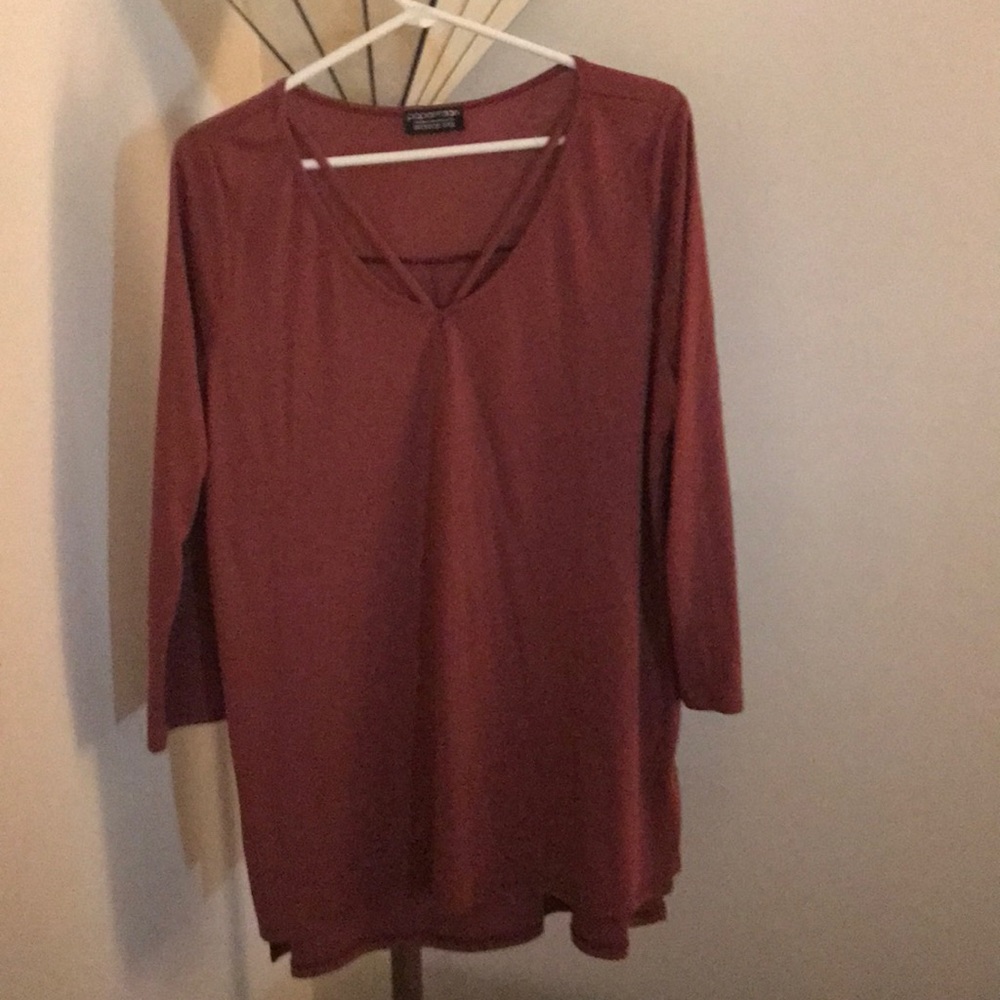 Light brick red shirt purchased through stitch fix